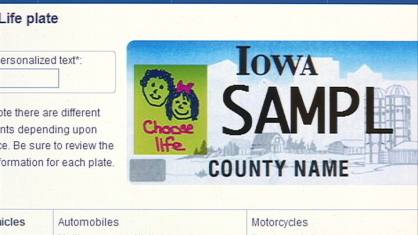 Life" Iowa license plate driving controversy - KWWL - Eastern Iowa ...